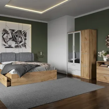 Set dormitor complet Stejar Auriu cu comoda - Acapulco - C24 imagine