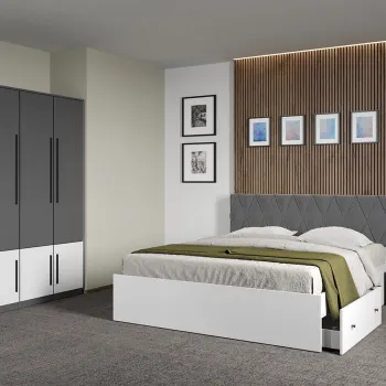 Set dormitor Gri Antracit cu Alb fara comoda - Sidney - C10 imagine