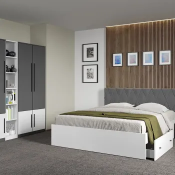 Set dormitor Gri Antracit cu Alb fara comoda - Sidney - C12 imagine