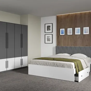 Set dormitor Gri Antracit cu Alb fara comoda - Sidney - C26 imagine