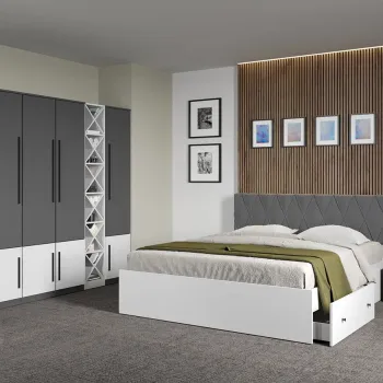 Set dormitor Gri Antracit cu Alb fara comoda - Sidney - C28 imagine