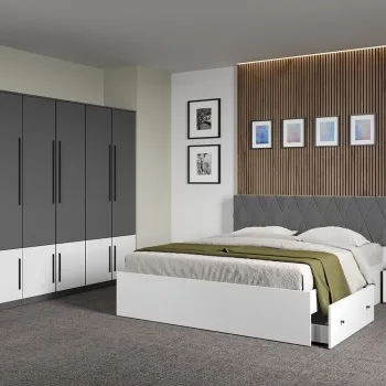 Set dormitor Gri Antracit cu Alb fara comoda - Sidney - C42 imagine