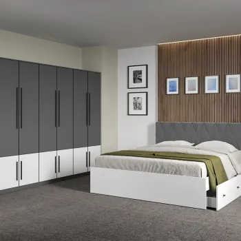 Set dormitor Gri Antracit cu Alb fara comoda - Sidney - C58 imagine