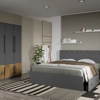 Set dormitor Gri cu Flagstaff Oak fara comoda - Sidney - C14 imagine