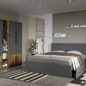 Set dormitor Gri cu Flagstaff Oak fara comoda - Sidney - C16 imagine