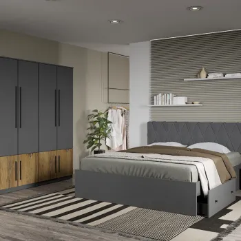 Set dormitor Gri cu Flagstaff Oak fara comoda - Sidney - C30 imagine