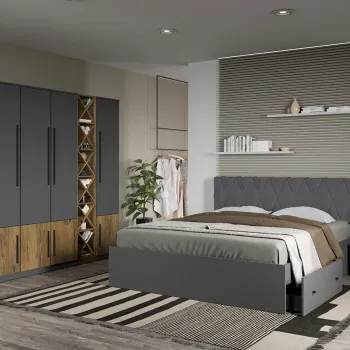 Set dormitor Gri cu Flagstaff Oak fara comoda - Sidney - C32 imagine