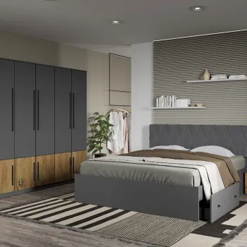 Set dormitor Gri cu Flagstaff Oak fara comoda- Sidney - C46 imagine