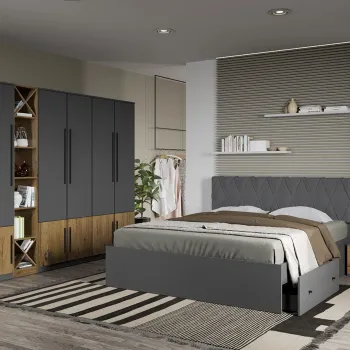 Set dormitor Gri cu Flagstaff Oak fara comoda- Sidney - C48 imagine