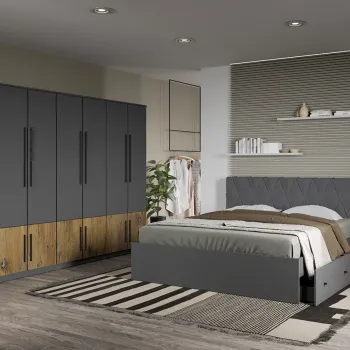 Set dormitor Gri cu Flagstaff Oak fara comoda - Sidney - C62 imagine