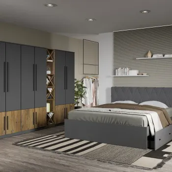 Set dormitor Gri cu Flagstaff Oak fara comoda - Sidney - C64 imagine