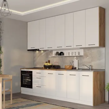 Set Mobila Bucatarie alba cu lemn Echo - 3 - 283.2 cm imagine