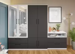 Dulap Benjamin Gri / Alb - C164/05 cu oglinda imagine