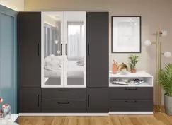 Dulap Benjamin Gri / Alb - C165/01 cu oglinda imagine