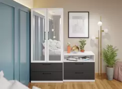 Dulap Benjamin Gri / Alb - C83/04 cu oglinda imagine