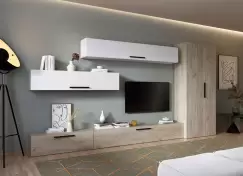 Living Pati 003 - Mobila Sufragerie Alba + Stejar imagine