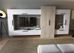 Living Pati 008 - Mobila Sufragerie Alb + Stejar imagine