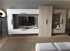 Living Pati 009 - Mobila Sufragerie Alb + Stejar imagine