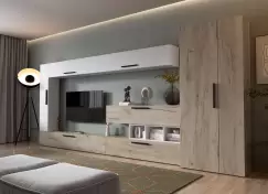 Living Pati 012 - Mobila Sufragerie Stejar + Alb imagine