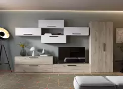 Living Pati 015 - Mobila Sufragerie Alb + Stejar imagine