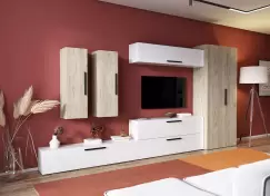 Living Pati 018 - Mobila Sufragerie Alb + Stejar imagine