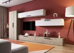 Living Pati 023 - Mobila Sufragerie Stejar + Alb imagine