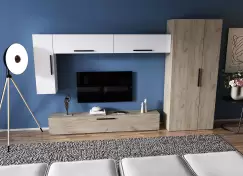 Living Pati 038 - Mobila Sufragerie Stejar + Alb imagine