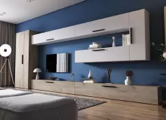 Living Pati 041 - Mobila Sufragerie Stejar + Alb imagine