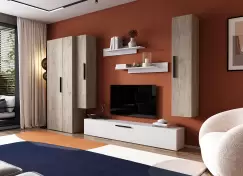 Living Pati 065 - Mobila Sufragerie Stejar + Alb imagine