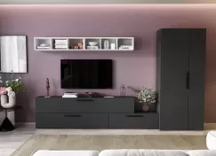 Living Pati 106 - Mobila Sufragerie Gri + Alb imagine