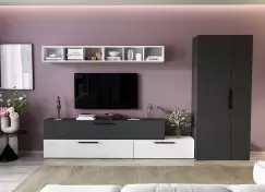 Living Pati 108 - Mobila Sufragerie Gri + Alb imagine