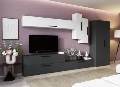 Living Pati 118 - Mobila Sufragerie Gri Antracit + Alb imagine