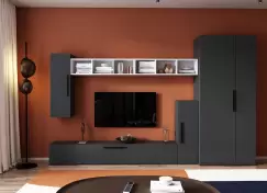 Living Pati 122 - Mobila Sufragerie Gri Antracit + Alb imagine