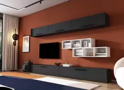 Living Pati 124 - Mobila Sufragerie Gri Antracit + Alb imagine