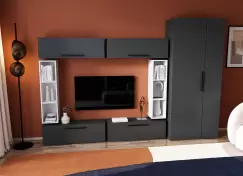 Living Pati 126 - Mobila Sufragerie Gri Antracit + Alb imagine