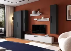 Living Pati 130 - Mobila Sufragerie Gri Antracit + Alb imagine