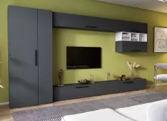 Living Pati 134 - Mobila Sufragerie Gri Antracit + Alb imagine