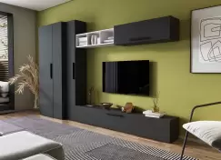 Living Pati 136 - Mobila Sufragerie Gri Antracit + Alb imagine