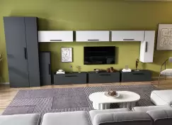 Living Pati 140 - Mobila Sufragerie Gri Antracit + Alb imagine