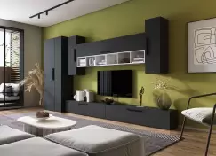 Living Pati 142 - Mobila Sufragerie Gri Antracit + Alb imagine