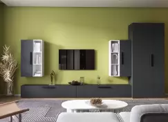 Living Pati 144 - Mobila Sufragerie Gri Antracit + Alb imagine