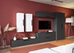 Living Pati 147 - Mobila Sufragerie Gri Antracit + Alb imagine