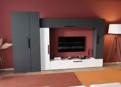 Living Pati 155 - Mobila Sufragerie Gri Antracit + Alb imagine