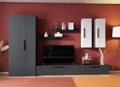 Living Pati 163 - Mobila Sufragerie Gri Antracit + Alb imagine