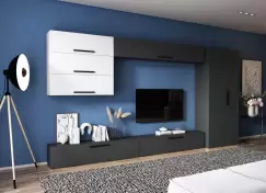 Living Pati 167 - Mobila Sufragerie Gri Antracit + Alb imagine