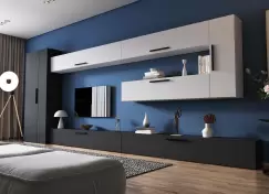 Living Pati 179 - Mobila Sufragerie Gri Antracit + Alb imagine