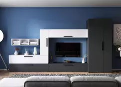 Living Pati 183 - Mobila Sufragerie Gri Antracit + Alb imagine