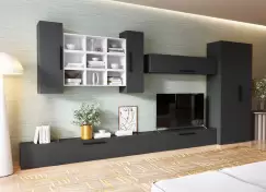 Living Pati 186 - Mobila Sufragerie Gri Antracit+ Alb imagine