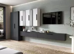 Living Pati 191 - Mobila Sufragerie Gri Antracit + Alb imagine