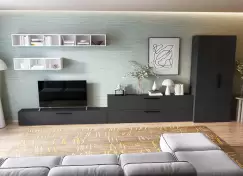 Living Pati 194 - Mobila Sufragerie Gri Antracit + Alb imagine